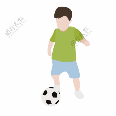 小男孩踢足球矢量素材