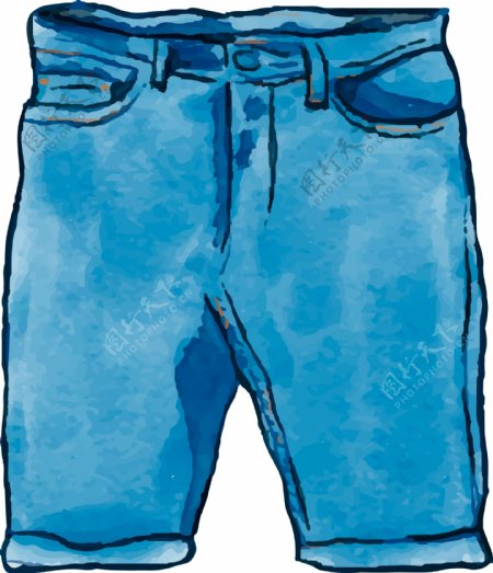 水墨男式短裤矢量素材