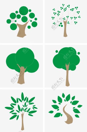 矢量卡通绿色树木