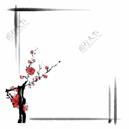 花朵梅花边框插画