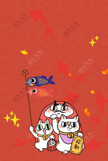 日式过年春节海报背景
