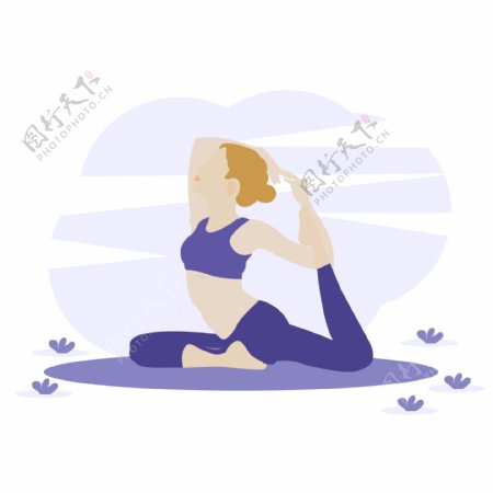 瑜伽女健身运动插画