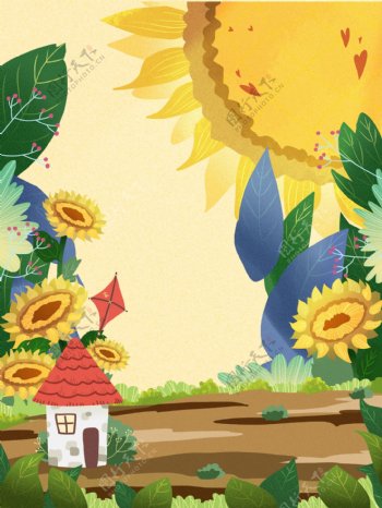 手绘向日葵背景设计