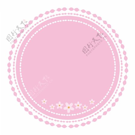 粉白色樱花可爱元形边框矢量