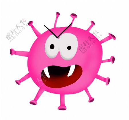 玫红色病毒细菌插画