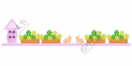 兔子植物分割线插画