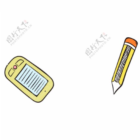 毕业季开学季黄色橙色简约手机铅笔