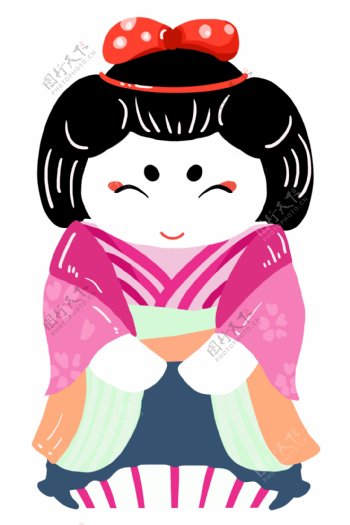 日本小女孩装饰插画