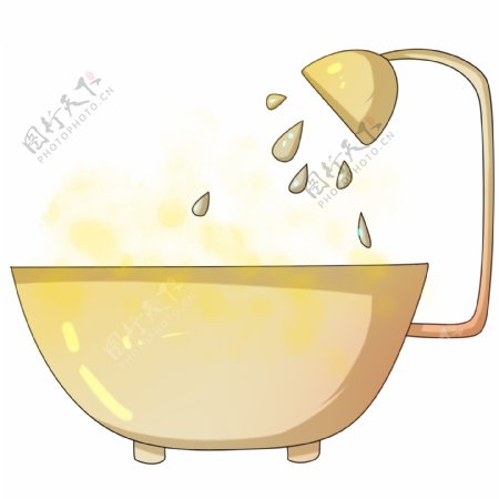 黄色的浴缸插画手绘