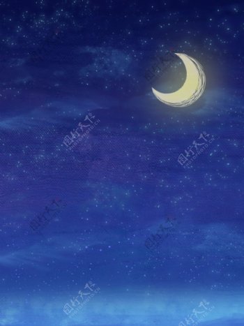 星空夜晚蓝色月亮底图