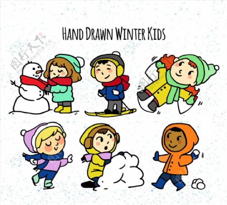 6款可爱冬季玩耍儿童