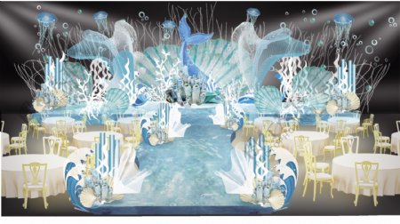 唯美海洋婚礼主舞台效果图设计