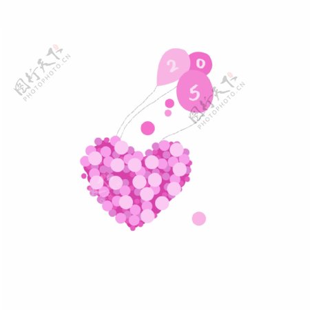粉色爱心气球情人节装饰素材