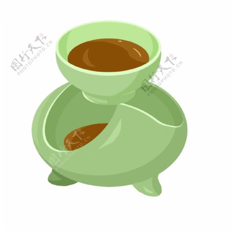 清明节手绘古风茶具元素茶壶茶杯瓷器