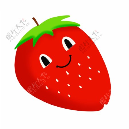 手绘卡通水果可爱笑脸草莓