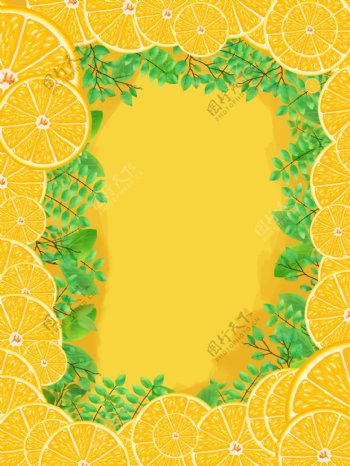 简约创意橙子新鲜水果插画背景