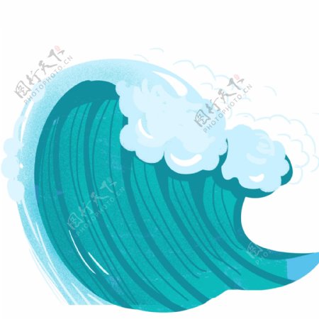 蓝色海浪插画图案