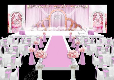 粉色婚礼效果图背景
