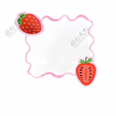 夏日小清新水果边框素材草莓