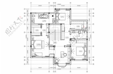 别墅户型起居层平面方案CAD