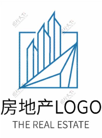 蓝色简约线条房地产商务企业logo
