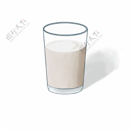 手绘装在杯子里的牛奶
