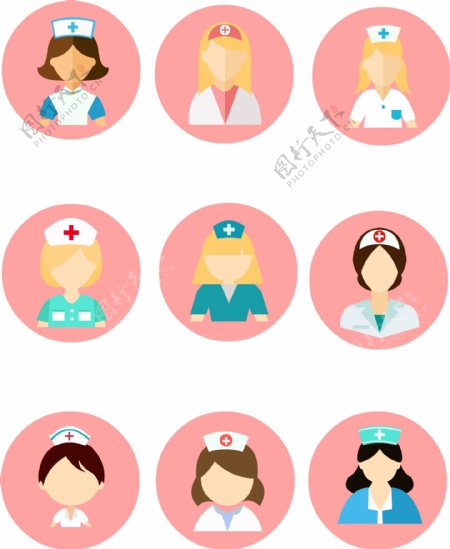 国际护士节手绘护士图标元素