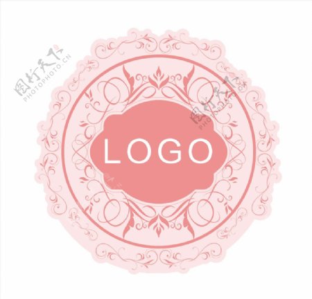 婚礼粉色花纹logo