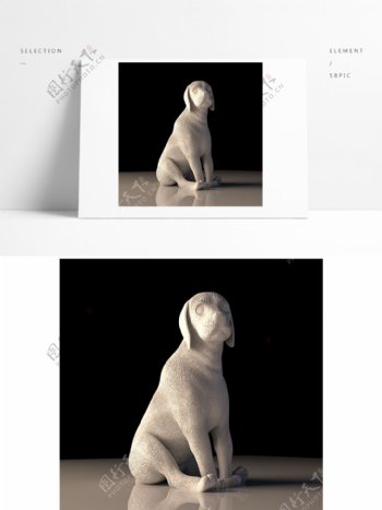宠物狗雕刻模型效果图