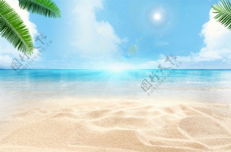 夏天沙滩海报背景无分层