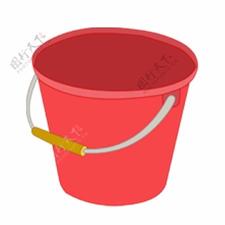 手绘红色水桶装饰元素