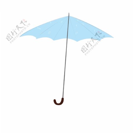 清新蓝色雨伞装饰元素