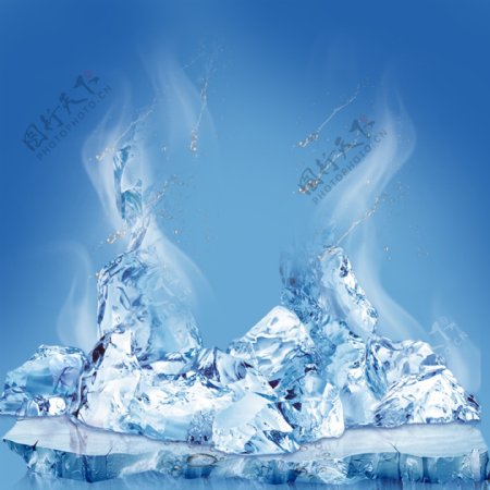 蓝色冰块背景素材分层图