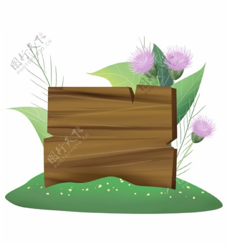 花朵木板文本框