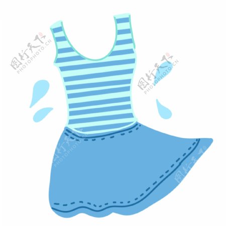 蓝色裙装泳衣