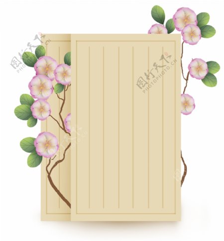 中国风信纸樱花文本框