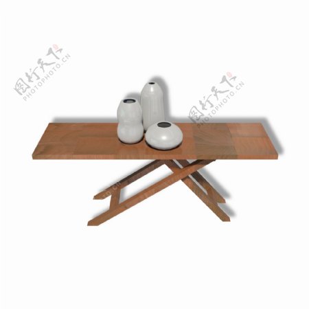 实木折叠桌和瓷器