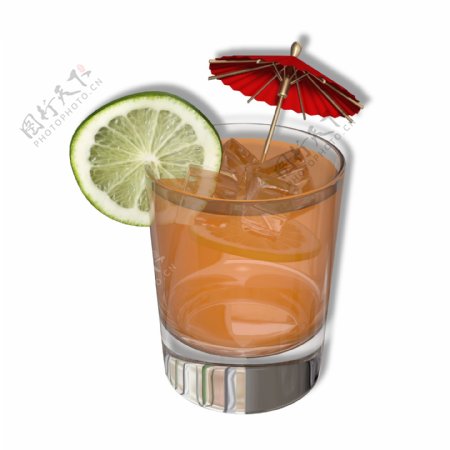 玻璃杯装橙汁饮料