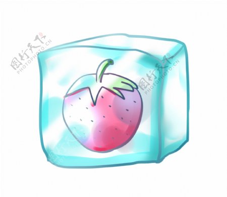 冰块装饰草莓