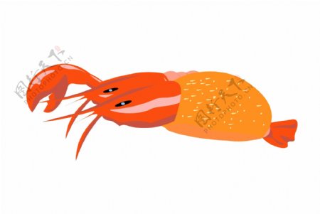 橘色海鲜龙虾