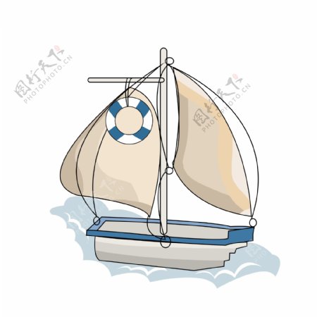 救生圈装饰帆船