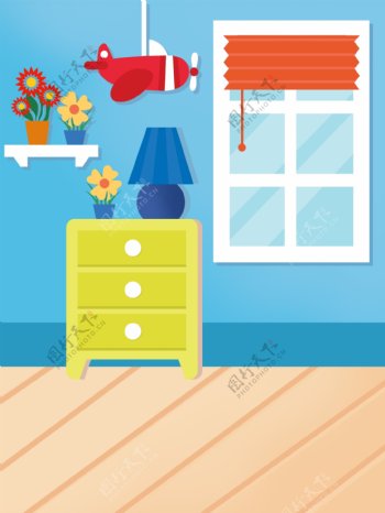 彩绘儿童系列卧室背景设计