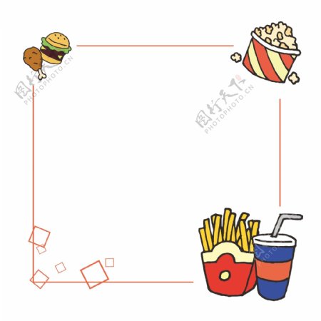 卡通手绘素食快餐边框