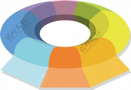 扁平圆环图表PPT插画