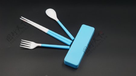 蓝色塑料餐具系列4