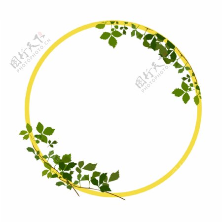 黄色圆形植物边框