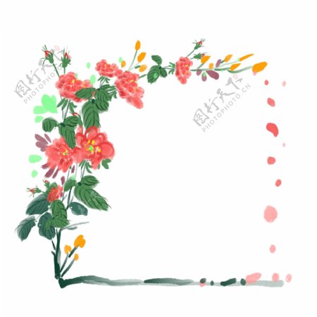 花卉小框卡通插画