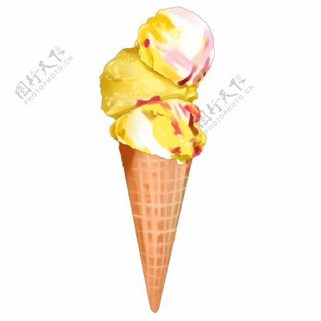 卡通黄色冰淇淋