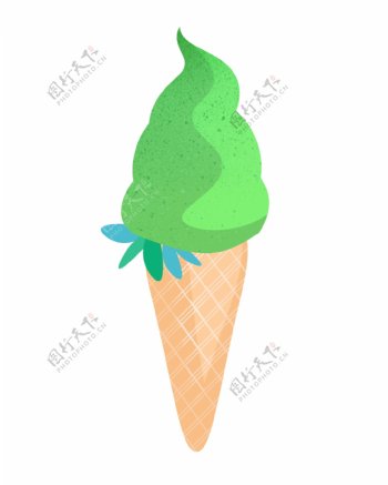 夏季美食绿色抹茶冰淇淋