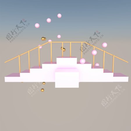 立体粉色楼梯